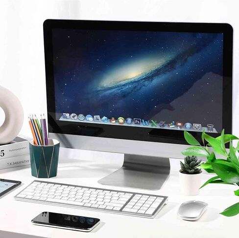 Rechargeable Wireless Keyboard Mouse, UrbanX Slim Thin Low Profile Keyboard and Mouse Combo with Numeric Keypad Silent Keys for Nokia C30 - Black in Saudi Arabia