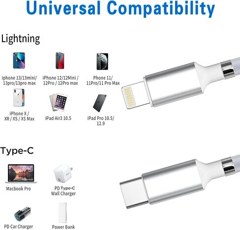 كابل AICase المغناطيسي من النوع C إلى Lightning iPhone من النوع C، كابل بيانات نانو ممتص مغناطيسي فائق التنظيم متوافق مع iPhone 14/13/12/11/Mini/Pro/Max/X/XR/8/SE، iPad Air/Pro/Mini_1 in Kuwait