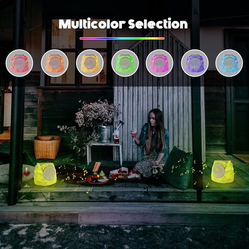 مكبرات صوت NiceBuy Rock خارجية مقاومة للماء تعمل بالطاقة الشمسية مكونة من 2 مكبر صوت Rock Bluetooth لاسلكي وسماعات حديقة تعمل بالطاقة الشمسية مع زوج TWS وألوان RGB وشحن DC للشواء على سطح الفناء الخارجي، أصفر in Kuwait