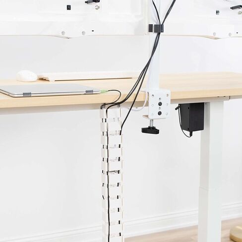 VIVO Under Desk Vertebrae Cable Management Kit, Adjustable Quad Entry Flexible Cord Organizer for Home Office, White, DESK-AC01C-W | Adjustable Quad Entry Flexible Cord Organizer for Home Office in Kuwait