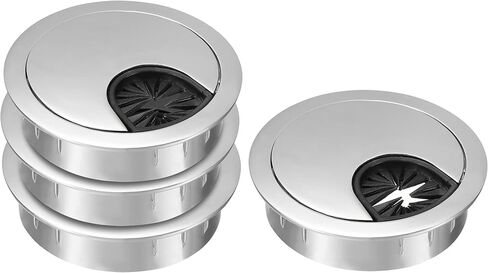 YOKIVE 4Pcs Desk Cable Hole Cover, Zinc Alloy Cord Raceway Great for Office, Home, Daily Use (50mm, Bright Silver) in Kuwait