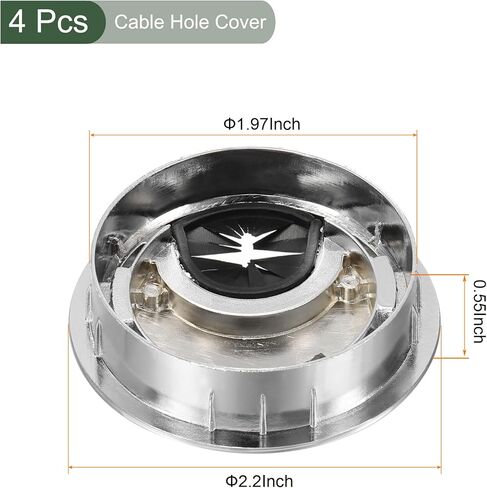 YOKIVE 4Pcs Desk Cable Hole Cover, Zinc Alloy Cord Raceway Great for Office, Home, Daily Use (50mm, Bright Silver) in Kuwait