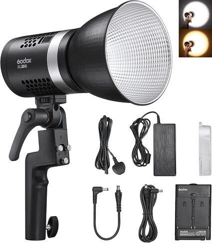Godox ML30Bi Handheld Bi-Color LED Video Light, Portable Studio LED Continuous Light 2800K-6500K, 41000 lumens CRI 96+ TLCI 97+, 21 FX Effects, APP Control, Silent Mode, Compatible with Godox Mount in Kuwait