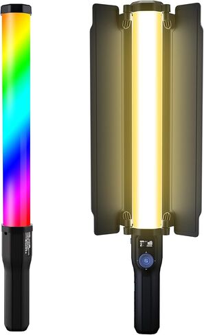 VILTROX RGB LED عصا إضاءة فيديو، عصا إضاءة محمولة مع حامل ضوء تصوير فوتوغرافي، خافتة للضوء 2800K-6800K+لون كامل مع بطارية مدمجة قابلة لإعادة الشحن 2500 مللي أمبير لإنتاج الفيديو ومع التحكم في التطبيق، in Kuwait