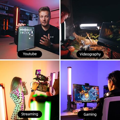 VILTROX RGB LED عصا إضاءة فيديو، عصا إضاءة محمولة مع حامل ضوء تصوير فوتوغرافي، خافتة للضوء 2800K-6800K+لون كامل مع بطارية مدمجة قابلة لإعادة الشحن 2500 مللي أمبير لإنتاج الفيديو ومع التحكم في التطبيق، in Kuwait