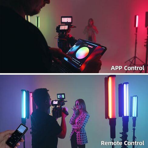 VILTROX RGB LED عصا إضاءة فيديو، عصا إضاءة محمولة مع حامل ضوء تصوير فوتوغرافي، خافتة للضوء 2800K-6800K+لون كامل مع بطارية مدمجة قابلة لإعادة الشحن 2500 مللي أمبير لإنتاج الفيديو ومع التحكم في التطبيق، in Kuwait