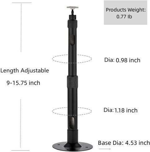 Boewill Universal Projector Mount Projector Mount حامل ثلاثي الأرجل مع ارتفاع قابل للتمديد بطول 9-15.75 بوصة / 20-40 سم دوران 360 درجة لجهاز عرض صغير وكاميرا CCTV DVR (أسود) in Kuwait