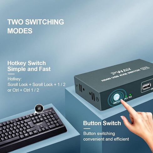 2 منفذ مربع HDMI من KVM Switch ، UHD 4K عند 30Hz & 3D & 1080P ، مع كابلين USB و2 HDMI ، متوافق مع نظام Win Vista, Win 7, Win 8. 1, Win 10, Mac OS X أو Greater, Linux, Unix وغيرها in Kuwait