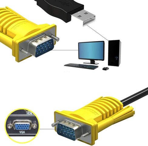كابل USB KVM بطول 10 أقدام متصل بمفاتيح KVM VGA، وكابل 2 في 1 VGA KVM USB للوحة المفاتيح/الماوس وكابلات الشاشة لـ 801UKL in Kuwait