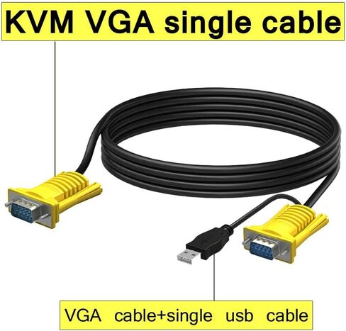 كابل USB KVM بطول 10 أقدام متصل بمفاتيح KVM VGA، وكابل 2 في 1 VGA KVM USB للوحة المفاتيح/الماوس وكابلات الشاشة لـ 801UKL in Kuwait