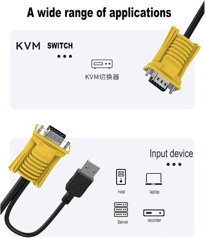 كابل USB KVM بطول 10 أقدام متصل بمفاتيح KVM VGA، وكابل 2 في 1 VGA KVM USB للوحة المفاتيح/الماوس وكابلات الشاشة لـ 801UKL in Kuwait