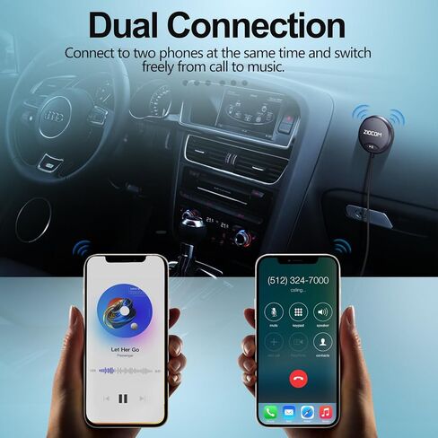 مجموعة سيارة بلوتوث ZIOCOM، جهاز استقبال محول سيارة لاسلكي مع مجموعة عزل للضوضاء حلقة أرضية، مكالمة بدون استخدام اليدين، توصيل جهازين في نفس الوقت، للسيارات مع منفذ مدخل AUX 3.5 مم in Kuwait