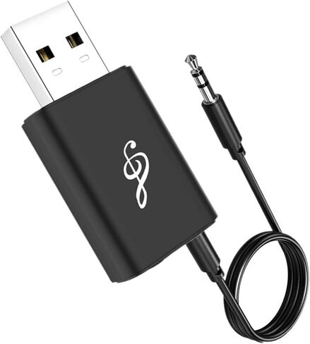 محول بلوتوث 5.0 3.5 ملم جاك Aux Dongle، جهاز استقبال إرسال لاسلكي محمول للتلفزيون/الكمبيوتر الشخصي/سماعات الرأس/السيارة/المسرح المنزلي، مستقبل موسيقى محول الصوت بلوتوث USB، زمن الوصول المنخفض، التوصيل والتشغيل in Kuwait