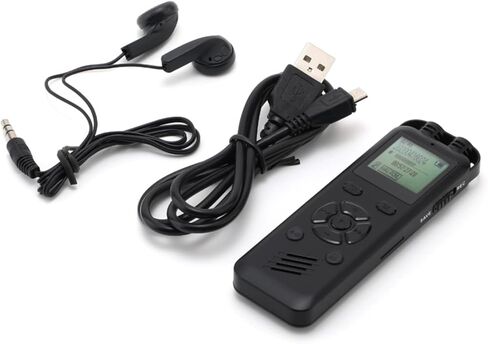 مسجل صوت رقمي 32GB للمحاضرات والاجتماعات، اجهزة تسجيل محمولة مع سماعة رأس، تشغيل، خط داخلي، قابل لاعادة الشحن بمنفذ USB in Kuwait