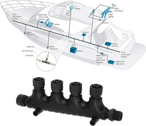 لموصل N2K متعدد المنافذ T، لموصل NMEA 2000 N2K 4 منافذ تي شيرت M12 5 Pin IP67 مقاوم للماء لشبكات Lowrance in Saudi Arabia