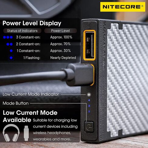 Nitecore NB10000 GEN2 شاحن محمول 10000mAh شحن سريع قوة البنك بطارية مزدوجة الإخراج لعلامة الهاتف الخليوي in Saudi Arabia