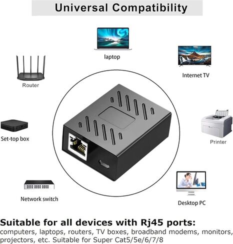 موزع ايثرنت 1 الى 2 ار جيه 45 [2 شبكة متزامنة]، محول محول شبكة مع كابل شحن USB 3.3 قدم، مناسب لكات 5/6/6E/7/8، الكمبيوتر/الراوتر/تي في بوكس in Kuwait