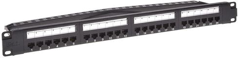 لوحة التصحيح Monoprice ذات 24 منفذ Cat6A غير محمية بزاوية 180 درجة مدرجة في قائمة UL، 1U، 110/Dual IDC، مع شريط دعم سلكي، PoE+ (TAA) in Saudi Arabia