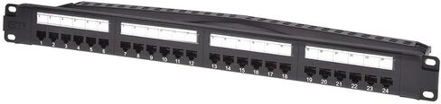 لوحة التصحيح Monoprice ذات 24 منفذ Cat6A غير محمية بزاوية 180 درجة مدرجة في قائمة UL، 1U، 110/Dual IDC، مع شريط دعم سلكي، PoE+ (TAA) in Saudi Arabia