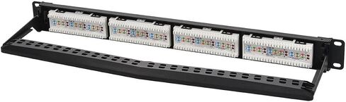 لوحة التصحيح Monoprice ذات 24 منفذ Cat6A غير محمية بزاوية 180 درجة مدرجة في قائمة UL، 1U، 110/Dual IDC، مع شريط دعم سلكي، PoE+ (TAA) in Saudi Arabia
