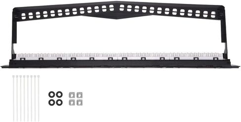 لوحة التصحيح Monoprice ذات 24 منفذ Cat6A غير محمية بزاوية 180 درجة مدرجة في قائمة UL، 1U، 110/Dual IDC، مع شريط دعم سلكي، PoE+ (TAA) in Saudi Arabia