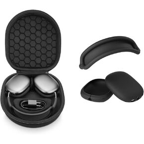 حافظة Yinke الذكية لسماعات AirPods Max تدعم وضع السكون، مع غطاء وسادة أذن من السيليكون AirPods Max وغطاء رأس وإكسسوارات مضادة للخدش، منظم صلب محمول للسفر