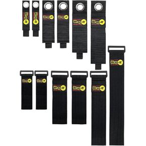 مجموعة مجمعة من Wrap-It Storage شديدة التحمل وفائقة التمدد - مجموعة متنوعة من 12 قطعة - أشرطة تخزين لاستخدامها كمنظم لسلك التمديد ولإكسسوارات التخييم للتنظيم الداخلي in Kuwait