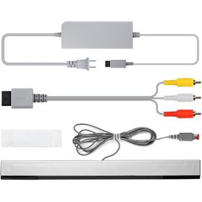 محول سلك طاقة وي 3 في 1 + كيبل وي كيبل فيديو صوتي مركب + شريط مستشعر وي سلكي بالاشعة تحت الحمراء متوافق مع نينتندو وي (ليس لجهاز وي يو) in Kuwait
