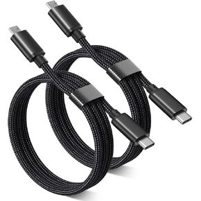 USB C to Micro USB Cable 1FT, Nylon Braided Short Type C to Micro USB Cord Compatible with Samsung Galaxy S7 S6, J7, J3, LG, HTC, PS4, Kindle, Android Phone(Black, 1FT) in Saudi Arabia
