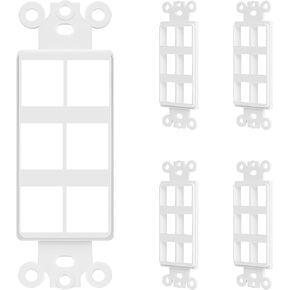 ENERLITES 1-Port Keystone RJ45 Wall Plate Adapter, Multimedia Insert for Decorator Wall Plate, Cat7 Cat6 Cat5 Compatible, for Voice/Data & Audio/Video Multimedia Modules, 6261-W-5PCS, White, 5 pack in Saudi Arabia
