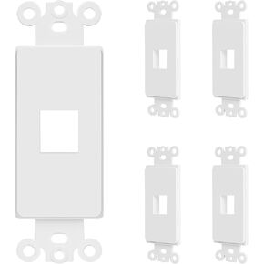 ENERLITES 6-Port Keystone RJ45 Wall Plate Adapter, Multimedia Insert for Decorator Wall Plate, Cat7 Cat6 Cat5 Compatible, for Voice/Data & Audio/Video Multimedia Modules, 6266-W-5PCS, White, 5 pack