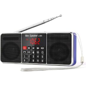 برونوس J-288 راديو محمول AM FM، مكبر صوت ستيريو بلوتوث | مؤقت النوم، شاشة توفير الطاقة، هوائي طويل للغاية، مدخل AUX وقرص USB ومشغل MP3 بطاقة TF، لا يوجد إعداد يدوي مسبق in Kuwait