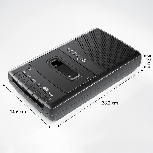 مسجل مشغل كاسيت محمول مع ميكروفون مستقل، محول شرائط الكاسيت Walkman MP3 مع مشغل USB، يلتقط ملفات صوت USB Stick، مكبر صوت مدمج/مقبض قابل للسحب/مقبس سماعة الرأس in Kuwait