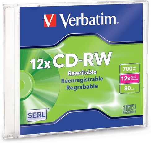 فيرباتيم CD RW ، 4X 12X عالية السرعة ، 80 دقيقة ، 700 ميجا بايت ، علامة تجارية ، حقيبة نحيفة ، 1 / حزمة (VER95161) الفئة: CD Media in Saudi Arabia