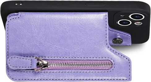 TopFunny Stick on Wallet لحافظة الهاتف، حامل بطاقات لاصق الائتمان لظهر حافظات الهاتف، جراب محفظة من الجلد بسحاب متوافق مع هواتف iPhone وSamsung Galaxy معظم الهواتف الذكية باللون الأسود in Kuwait