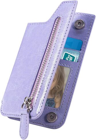 TopFunny Stick on Wallet لحافظة الهاتف، حامل بطاقات لاصق الائتمان لظهر حافظات الهاتف، جراب محفظة من الجلد بسحاب متوافق مع هواتف iPhone وSamsung Galaxy معظم الهواتف الذكية باللون الأسود in Kuwait