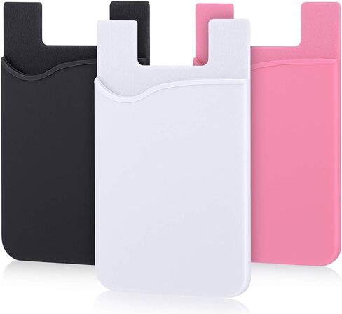 Adhesive Phone Card Holder,Phone Wallet Stick On Card Holder Back of Phone | 3 Pack Silicone Credit Card Holder for Phone Case,Sticky Wallet Pouch Business Card Sleeve for iPhone 17,iPad,Galaxy,Android in Kuwait