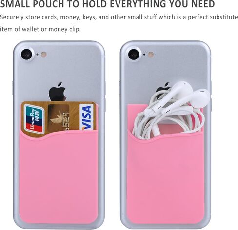 Adhesive Phone Card Holder,Phone Wallet Stick On Card Holder Back of Phone | 3 Pack Silicone Credit Card Holder for Phone Case,Sticky Wallet Pouch Business Card Sleeve for iPhone 17,iPad,Galaxy,Android in Kuwait