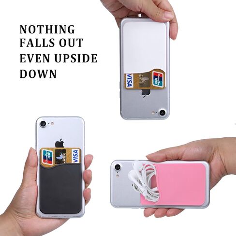 Adhesive Phone Card Holder,Phone Wallet Stick On Card Holder Back of Phone | 3 Pack Silicone Credit Card Holder for Phone Case,Sticky Wallet Pouch Business Card Sleeve for iPhone 17,iPad,Galaxy,Android in Kuwait
