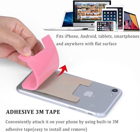 Adhesive Phone Card Holder,Phone Wallet Stick On Card Holder Back of Phone | 3 Pack Silicone Credit Card Holder for Phone Case,Sticky Wallet Pouch Business Card Sleeve for iPhone 17,iPad,Galaxy,Android in Kuwait