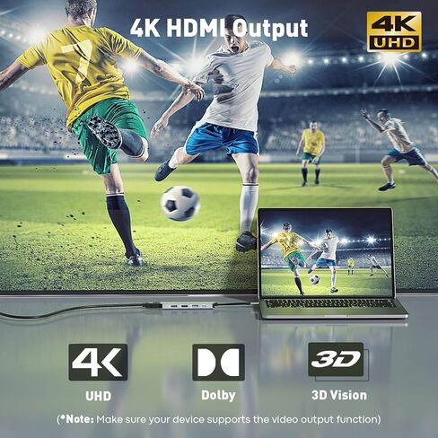 موزع USB C 6 في 1 من يوانتين مع HDMI 4K، توصيل طاقة 100 واط، 2 منفذ بيانات USB-A وقارئ بطاقات SD/TF، محول USB نوع C متعدد المنافذ لماك بوك برو/اير، ايباد، سيرفس، XPS، ثينك باد والمزيد in Kuwait