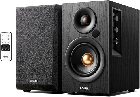 Donner Active Bookshelf Speakers with 60W RMS Powered, Long Stroke Stereo Speakers with Bluetooth 5.0/Coax/Opt/USB DAC/Double RCA Input and Subwoofer Output, Home Audio System - A40D in Saudi Arabia