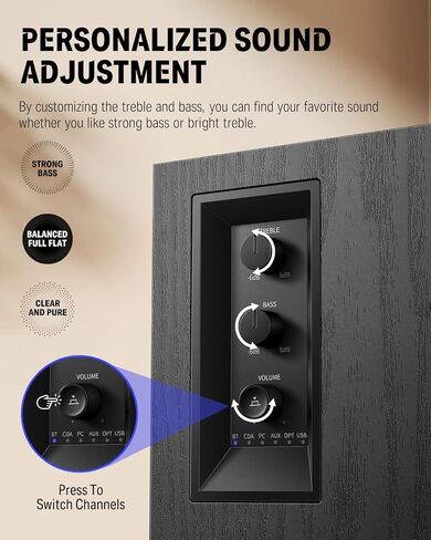 Donner Active Bookshelf Speakers with 60W RMS Powered, Long Stroke Stereo Speakers with Bluetooth 5.0/Coax/Opt/USB DAC/Double RCA Input and Subwoofer Output, Home Audio System - A40D in Saudi Arabia