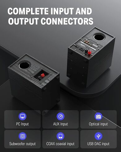 Donner Active Bookshelf Speakers with 60W RMS Powered, Long Stroke Stereo Speakers with Bluetooth 5.0/Coax/Opt/USB DAC/Double RCA Input and Subwoofer Output, Home Audio System - A40D in Saudi Arabia