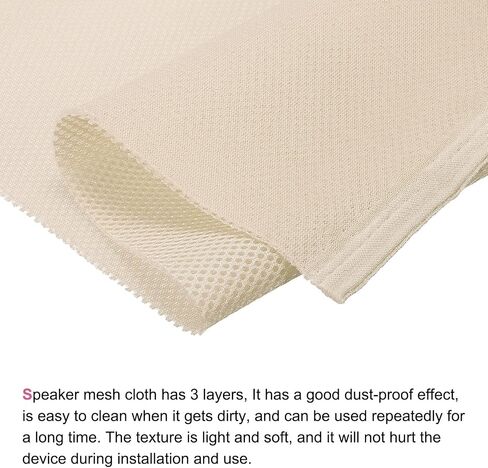 MECCANIXITY Speaker Grill Cloth 20 x 55 Inch Stereo Mesh Fabric Protective Dustproof Cloth for Home Speaker Repair Beige in Kuwait