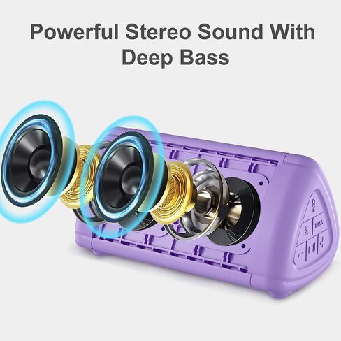 Prosonic BT3 Portable Wireless Bluetooth Speaker with 10W Stereo Sound & Bass Boost -Rich Sound & Intense Bass -Bluetooth 5.0 -Microphone -IPX5 - in & Outdoor Speaker (Purple) in Saudi Arabia