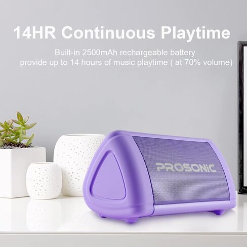 Prosonic BT3 Portable Wireless Bluetooth Speaker with 10W Stereo Sound & Bass Boost -Rich Sound & Intense Bass -Bluetooth 5.0 -Microphone -IPX5 - in & Outdoor Speaker (Purple) in Saudi Arabia