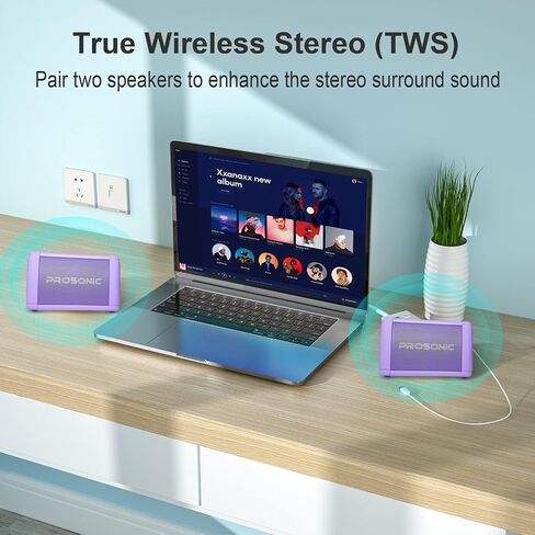 Prosonic BT3 Portable Wireless Bluetooth Speaker with 10W Stereo Sound & Bass Boost -Rich Sound & Intense Bass -Bluetooth 5.0 -Microphone -IPX5 - in & Outdoor Speaker (Purple) in Saudi Arabia