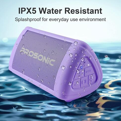 Prosonic BT3 Portable Wireless Bluetooth Speaker with 10W Stereo Sound & Bass Boost -Rich Sound & Intense Bass -Bluetooth 5.0 -Microphone -IPX5 - in & Outdoor Speaker (Purple) in Saudi Arabia