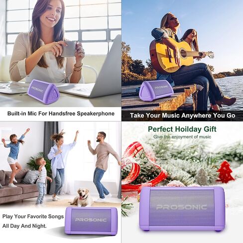 Prosonic BT3 Portable Wireless Bluetooth Speaker with 10W Stereo Sound & Bass Boost -Rich Sound & Intense Bass -Bluetooth 5.0 -Microphone -IPX5 - in & Outdoor Speaker (Purple) in Saudi Arabia